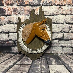Vintage 1990's Horse Head with Horse Shoe Wall Hanger